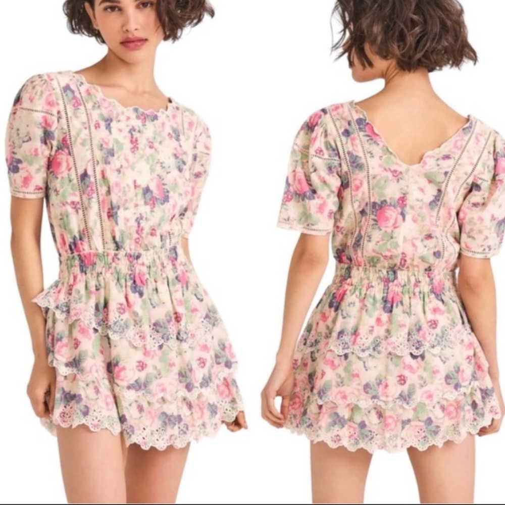 Love Shack Fancy Mavis in veiled kiss pink dress small